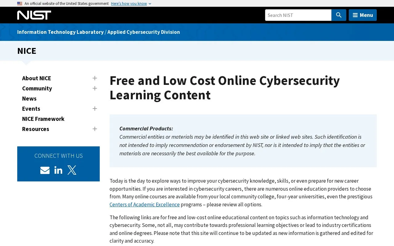Applied Cybersecurity homepage screenshot