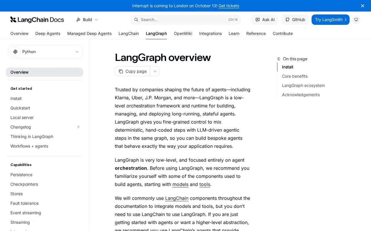 LangGraph homepage screenshot