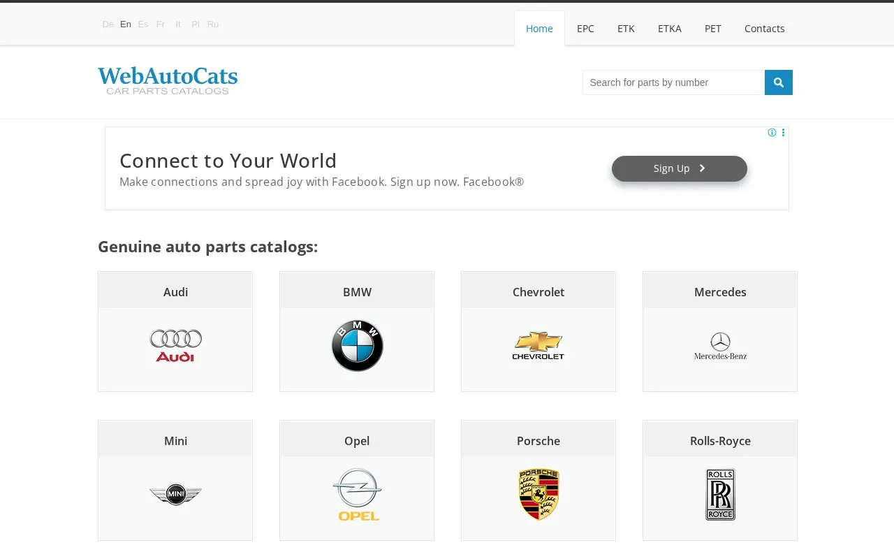 WebAutoCats homepage screenshot
