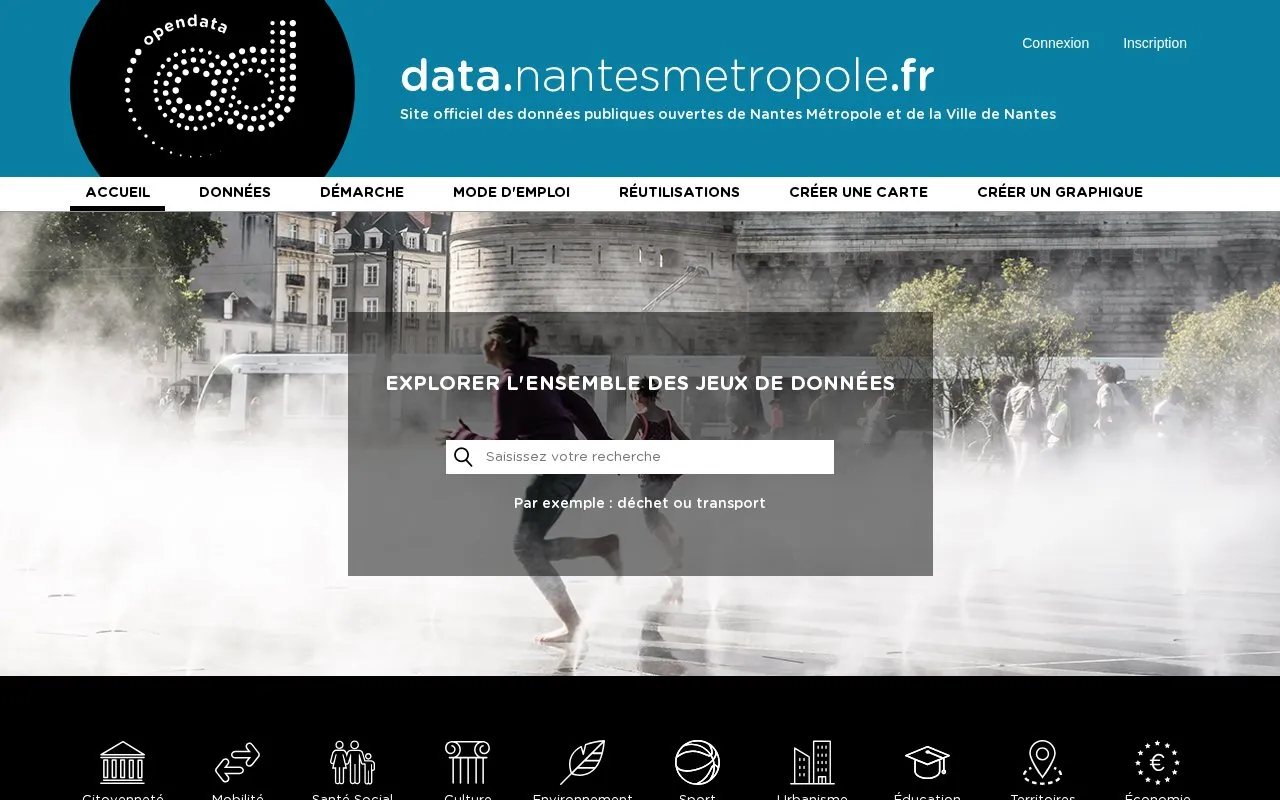 Nantes Open Data Portal homepage screenshot