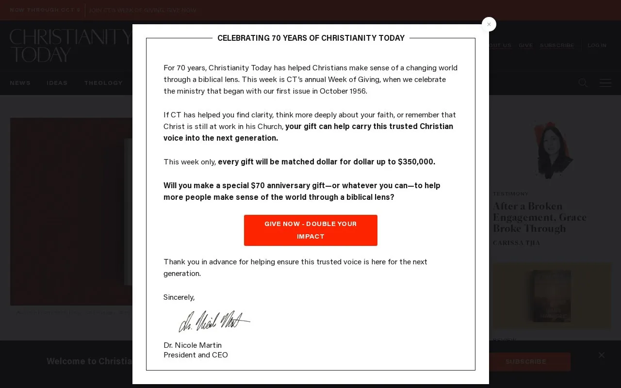 Christianity Today homepage screenshot