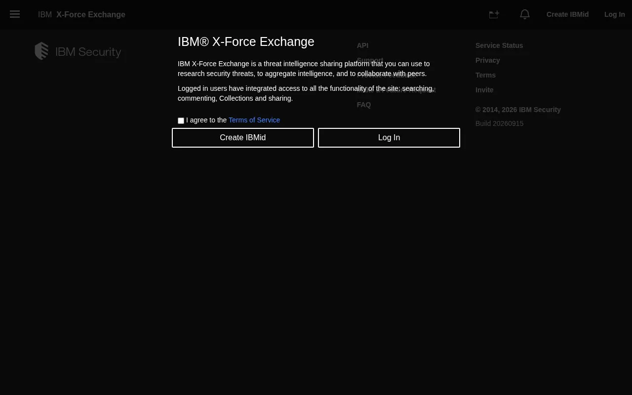 X-Force Exchange homepage screenshot