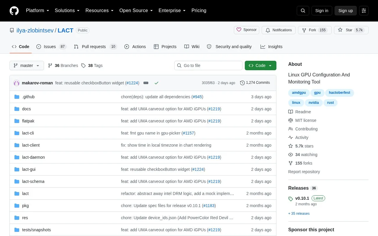 LACT homepage screenshot