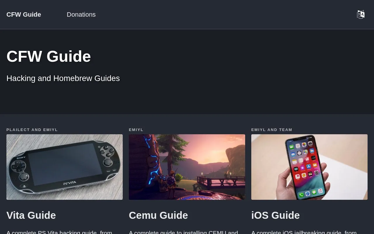 CFW Guide homepage screenshot