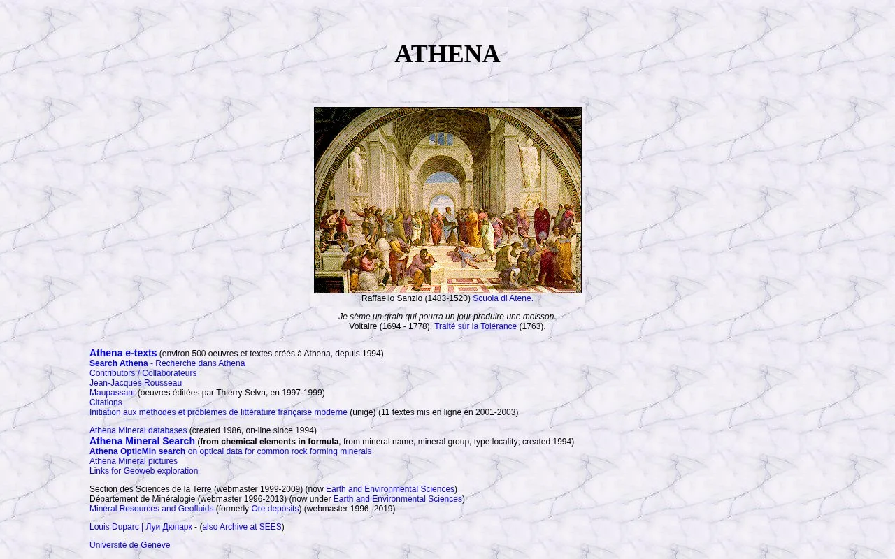 Athena homepage screenshot