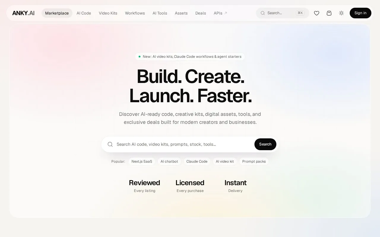 ANKY.AI homepage screenshot