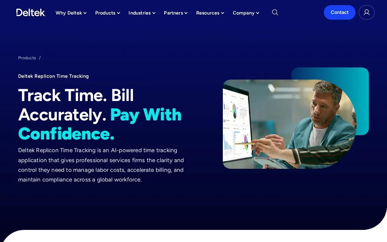 Replicon homepage screenshot