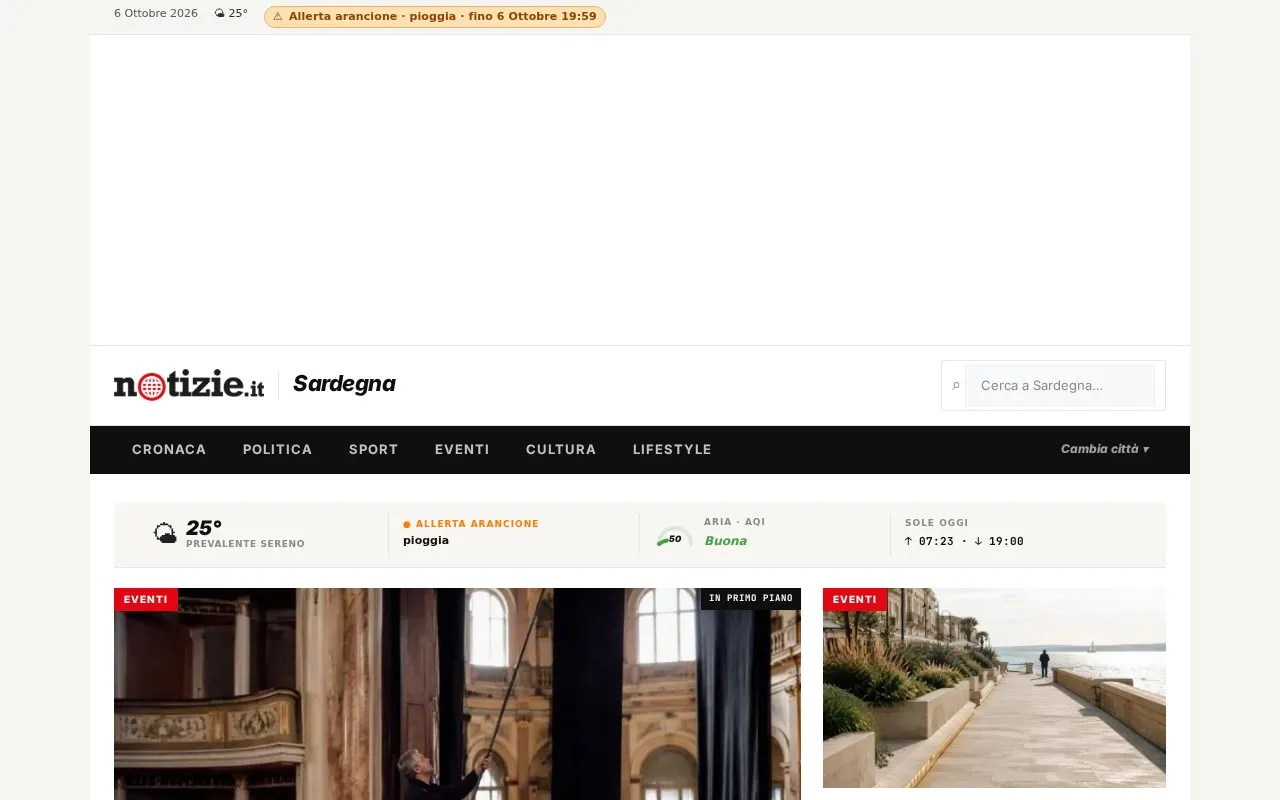 notizie.it Sardinia homepage screenshot