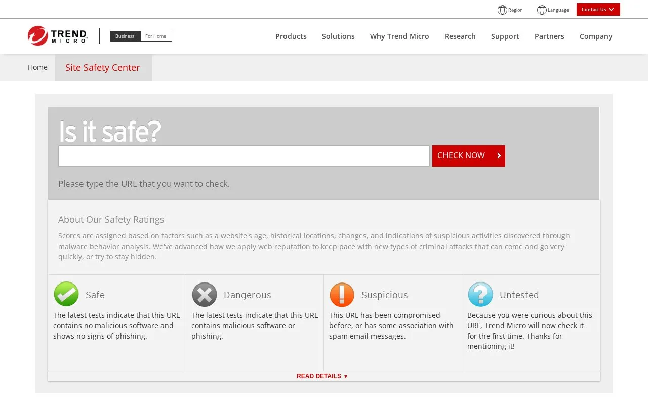 Trend Micro homepage screenshot