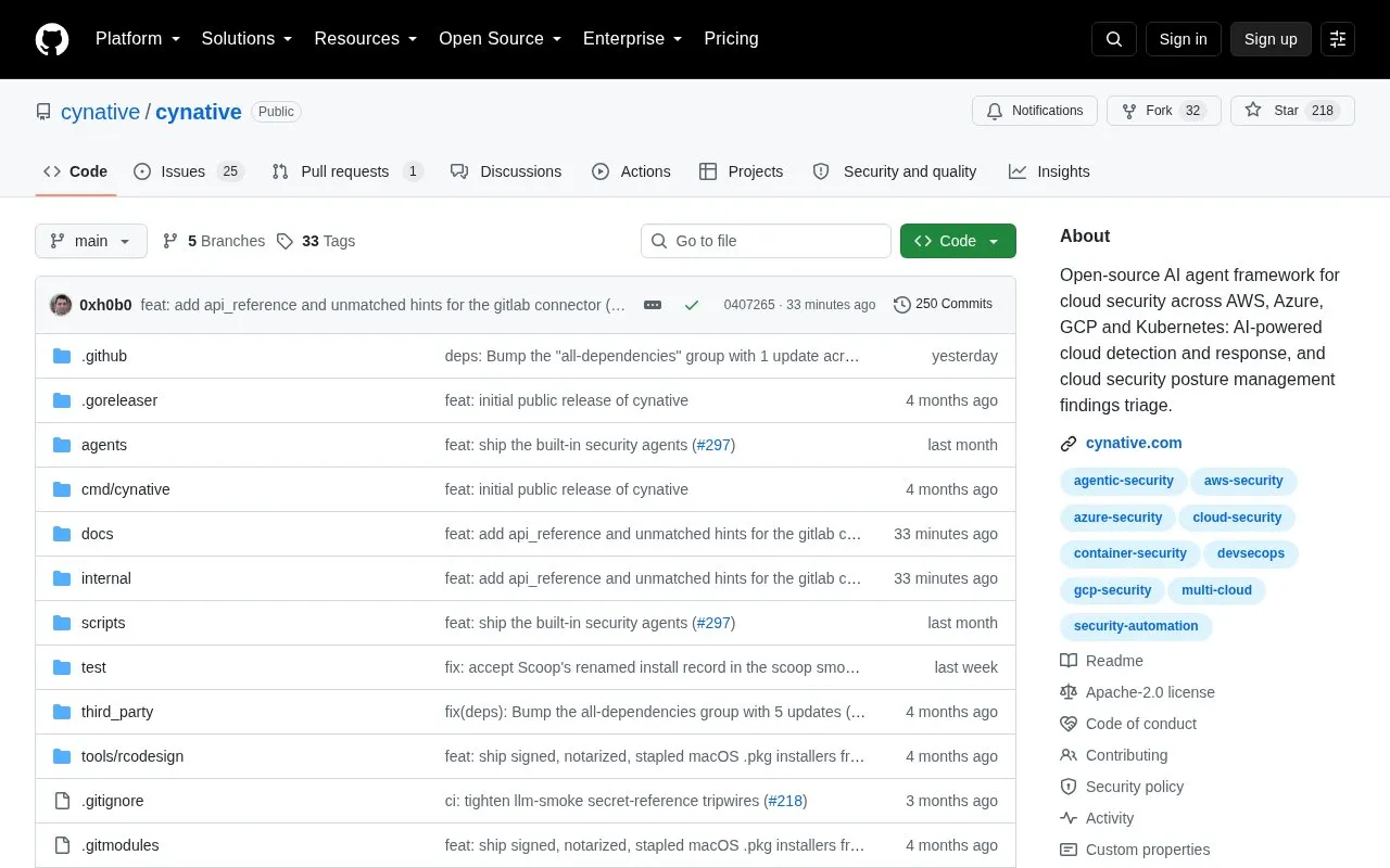 Cynative homepage screenshot