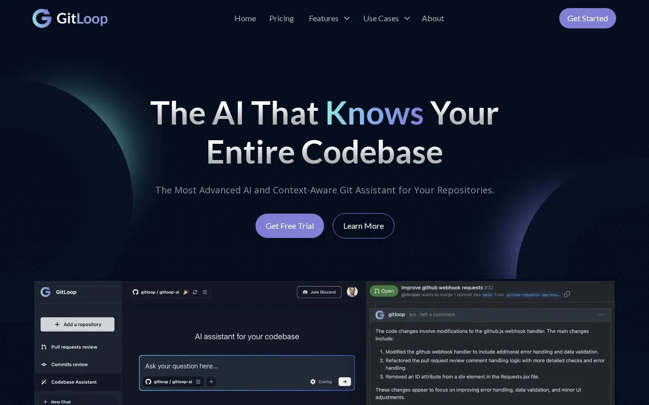 GitLoop homepage screenshot