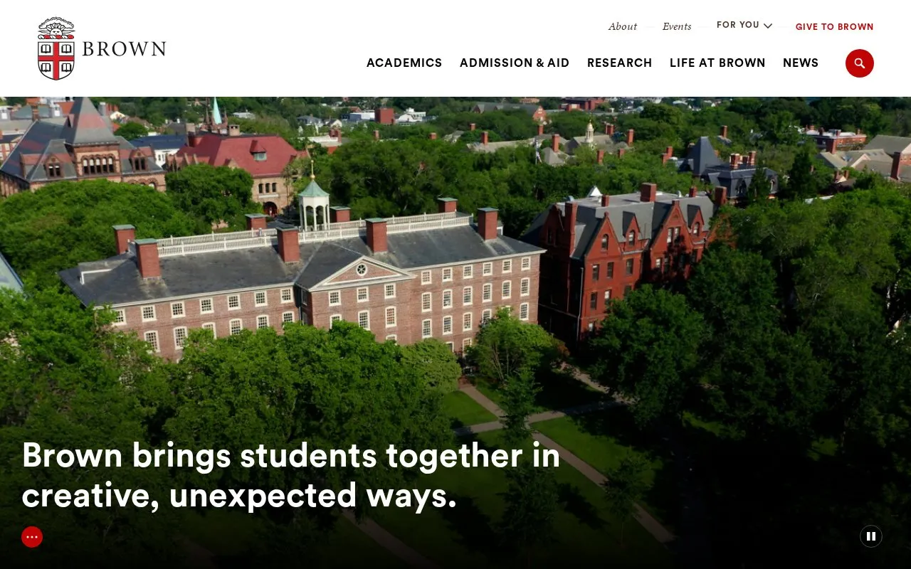 Brown University homepage screenshot