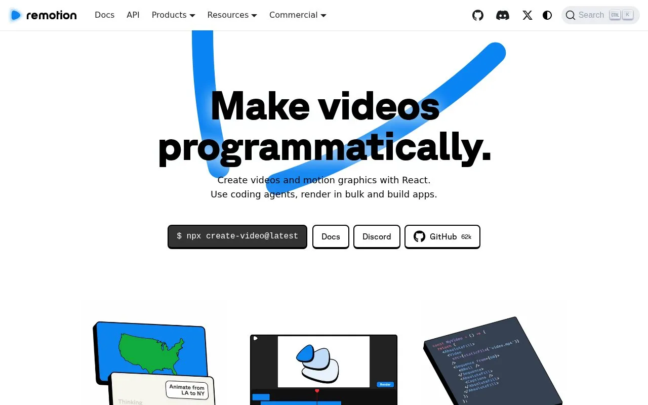 Remotion homepage screenshot