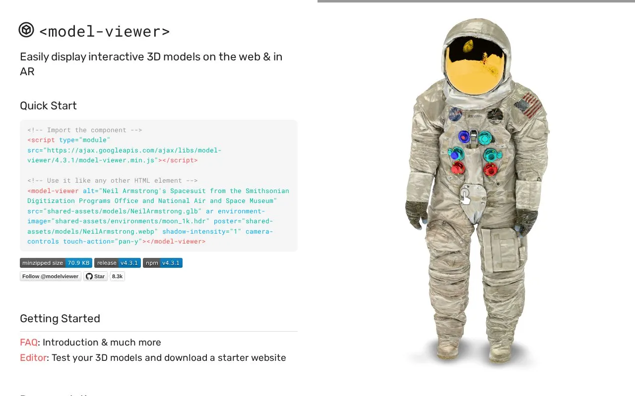 ModelViewer homepage screenshot