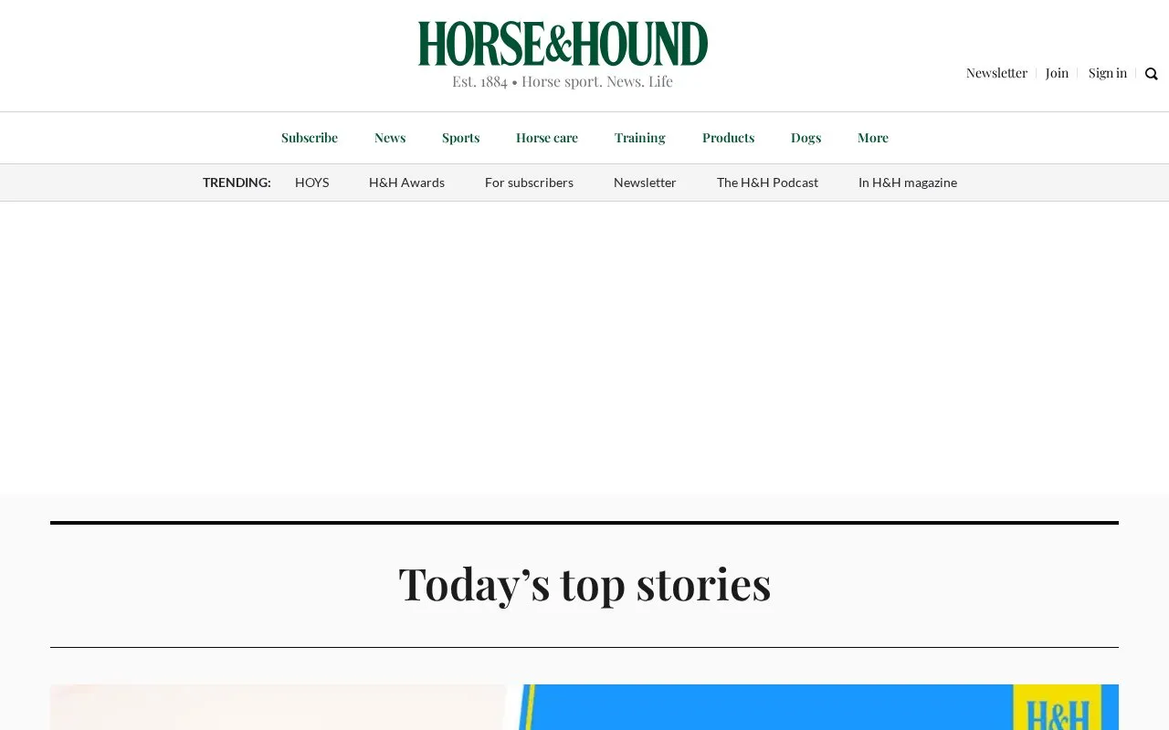 Horse & Hound homepage screenshot