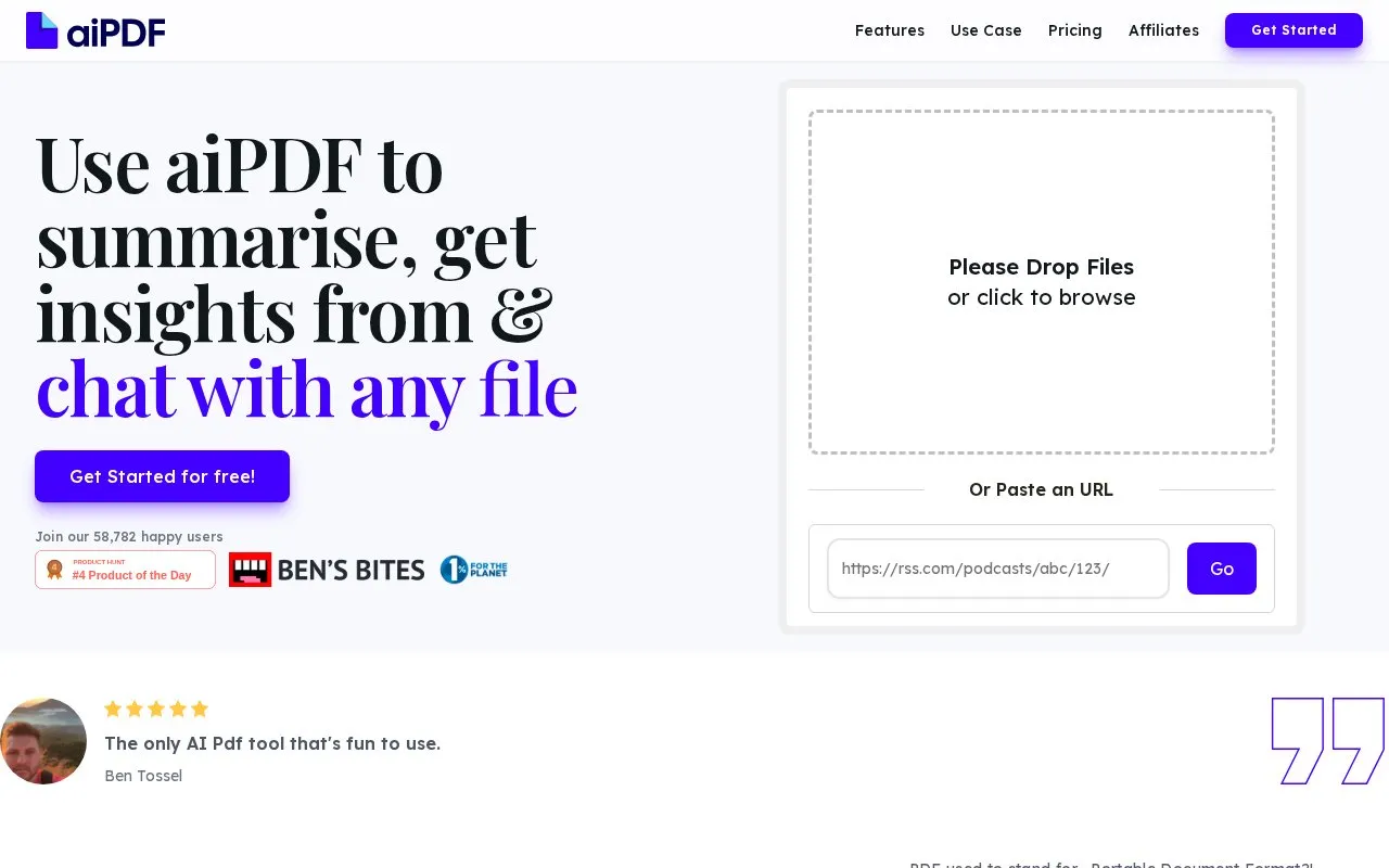 aiPDF homepage screenshot