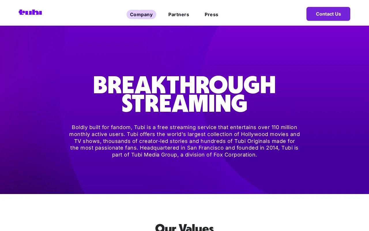 Tubi homepage screenshot
