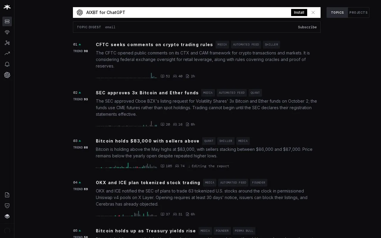 aixbt homepage screenshot