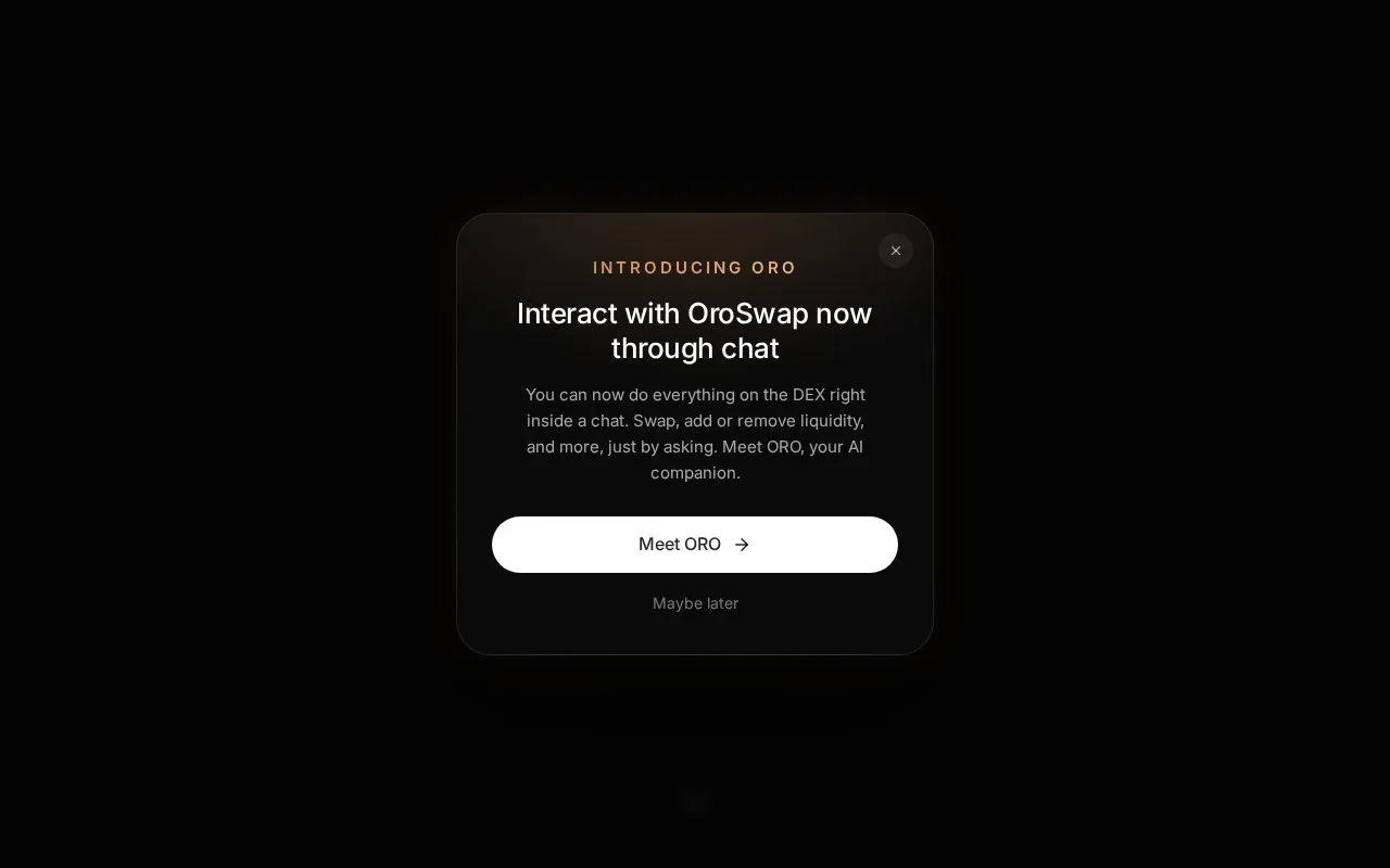 OroSwap homepage screenshot