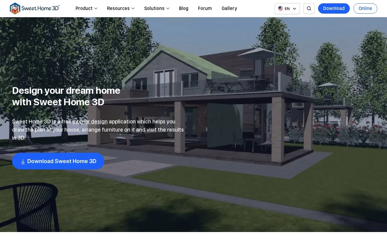 Sweet Home 3D homepage screenshot