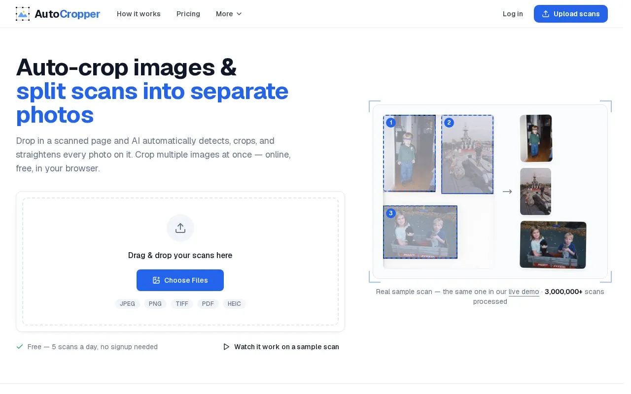 AutoCropper homepage screenshot