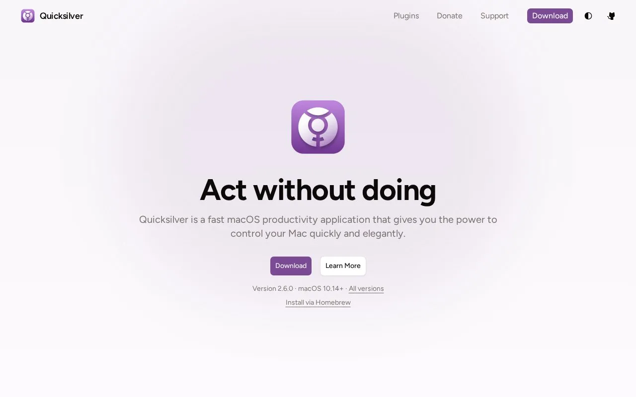 Quicksilver homepage screenshot