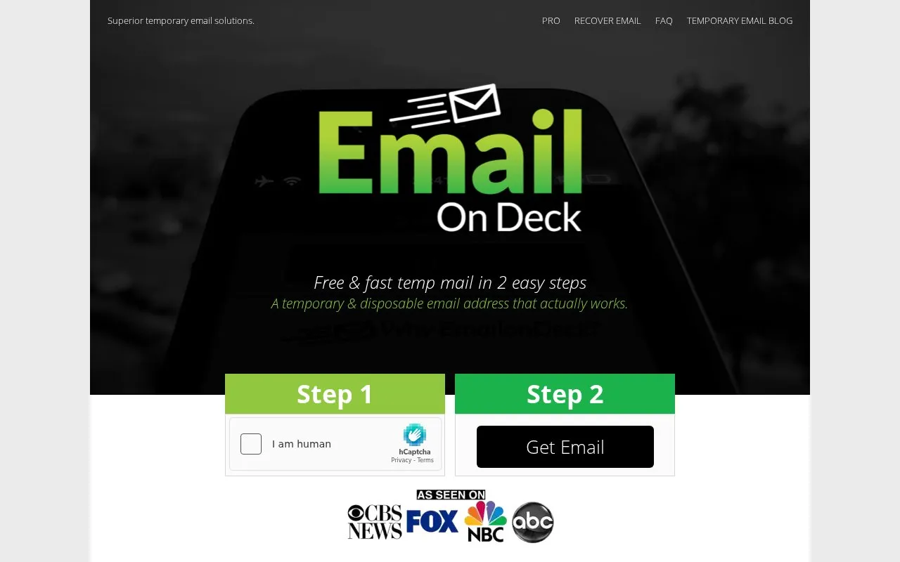 EmailOnDeck homepage screenshot