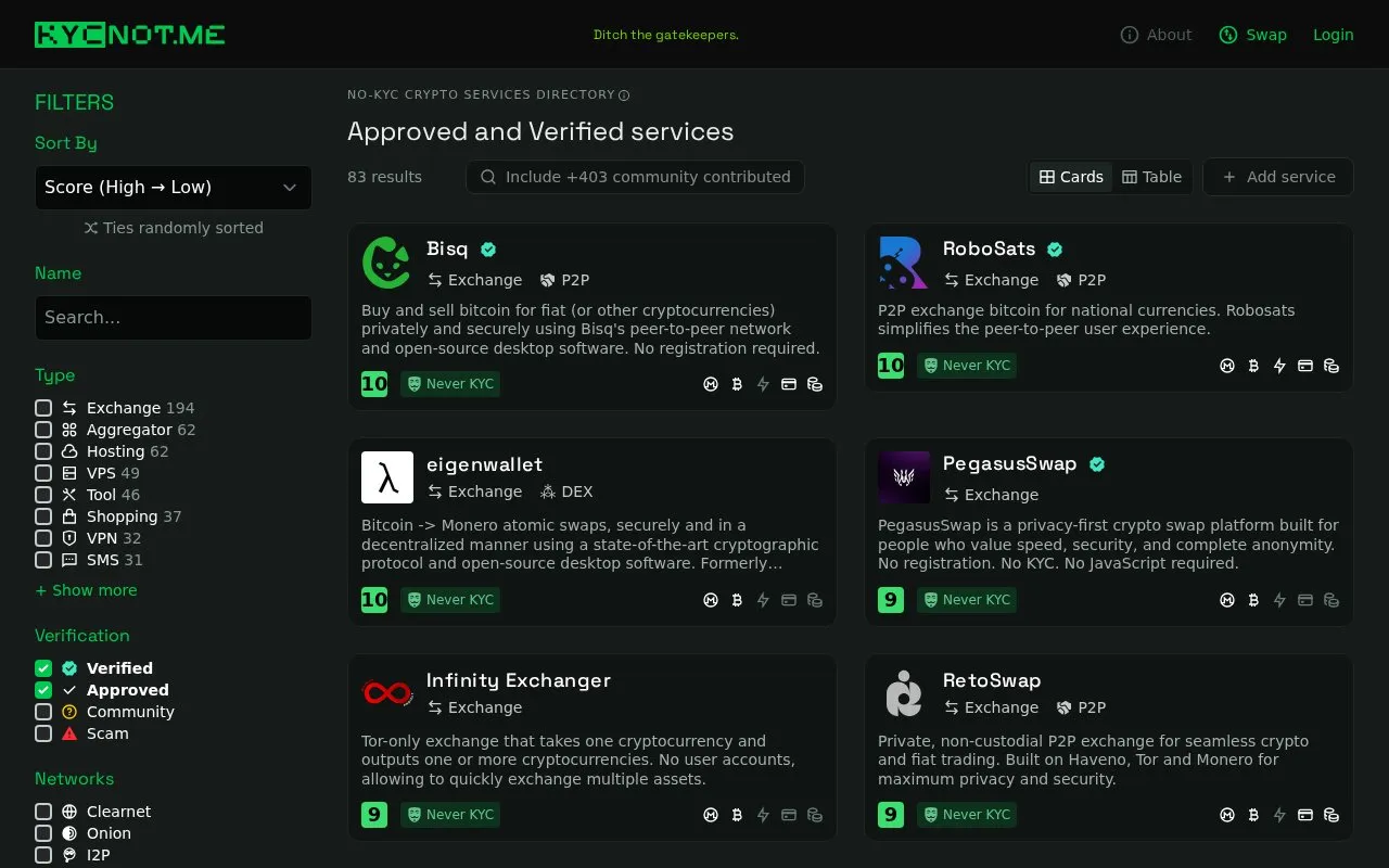 KYCnot.me homepage screenshot