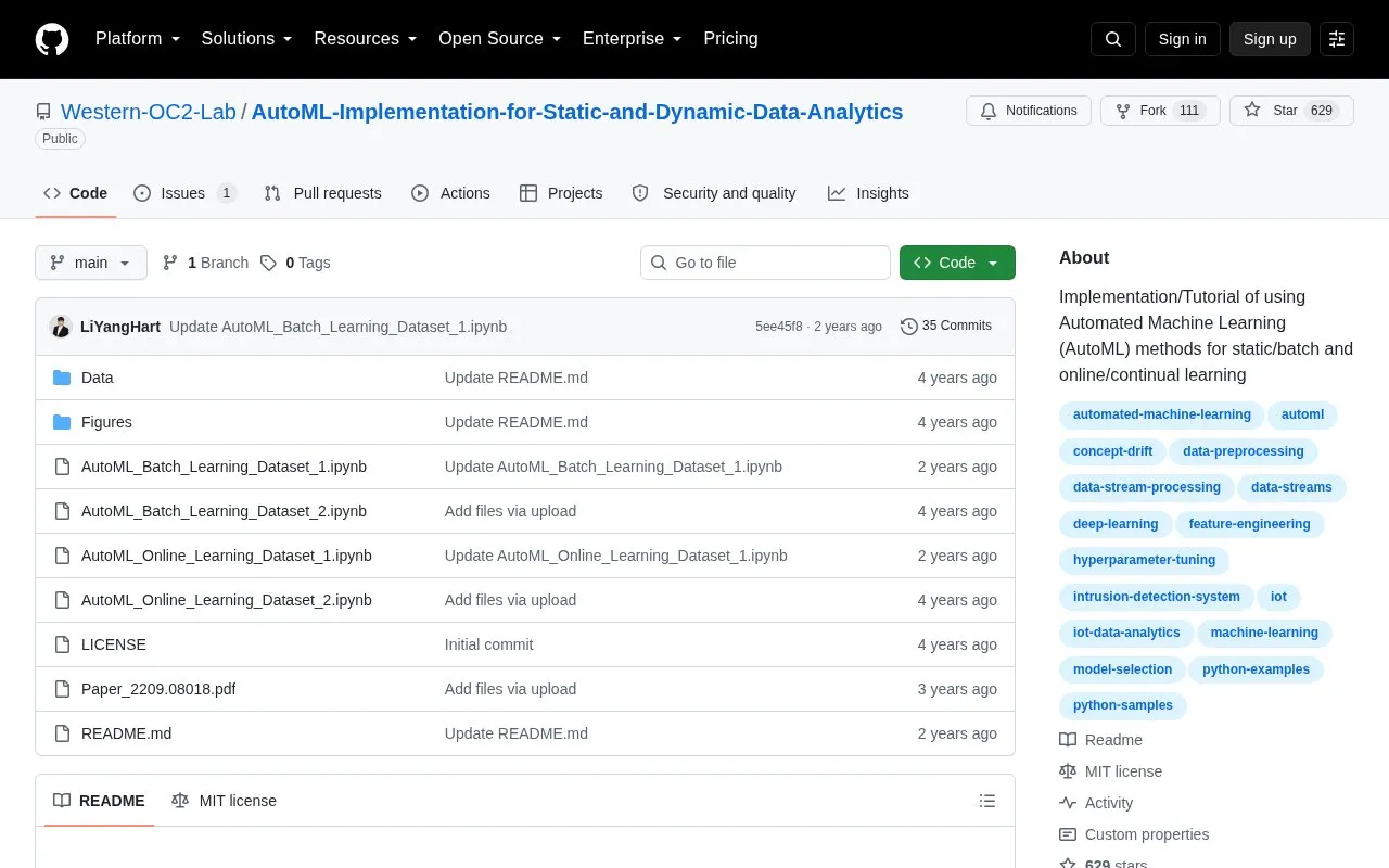 AutoML-Implementation-for-Static-and-Dynamic-Data-Analytics homepage screenshot