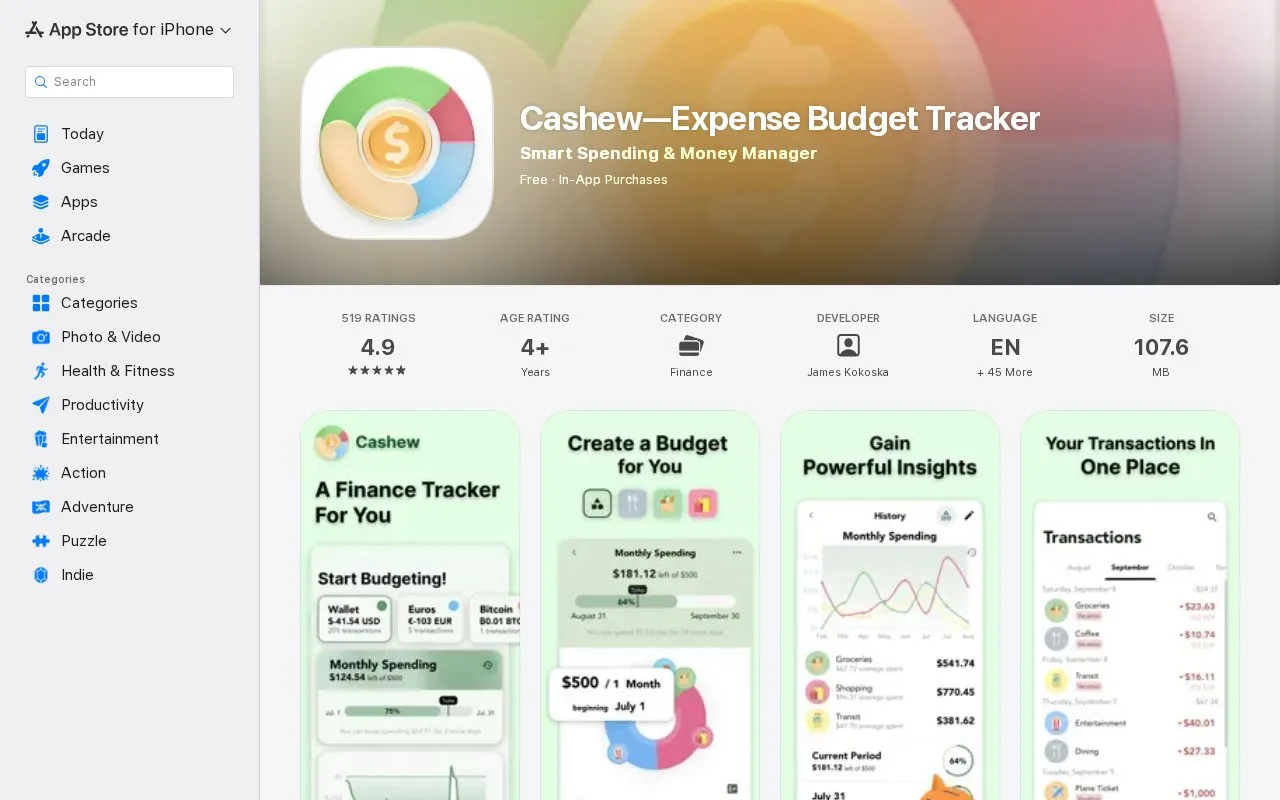iOS homepage screenshot
