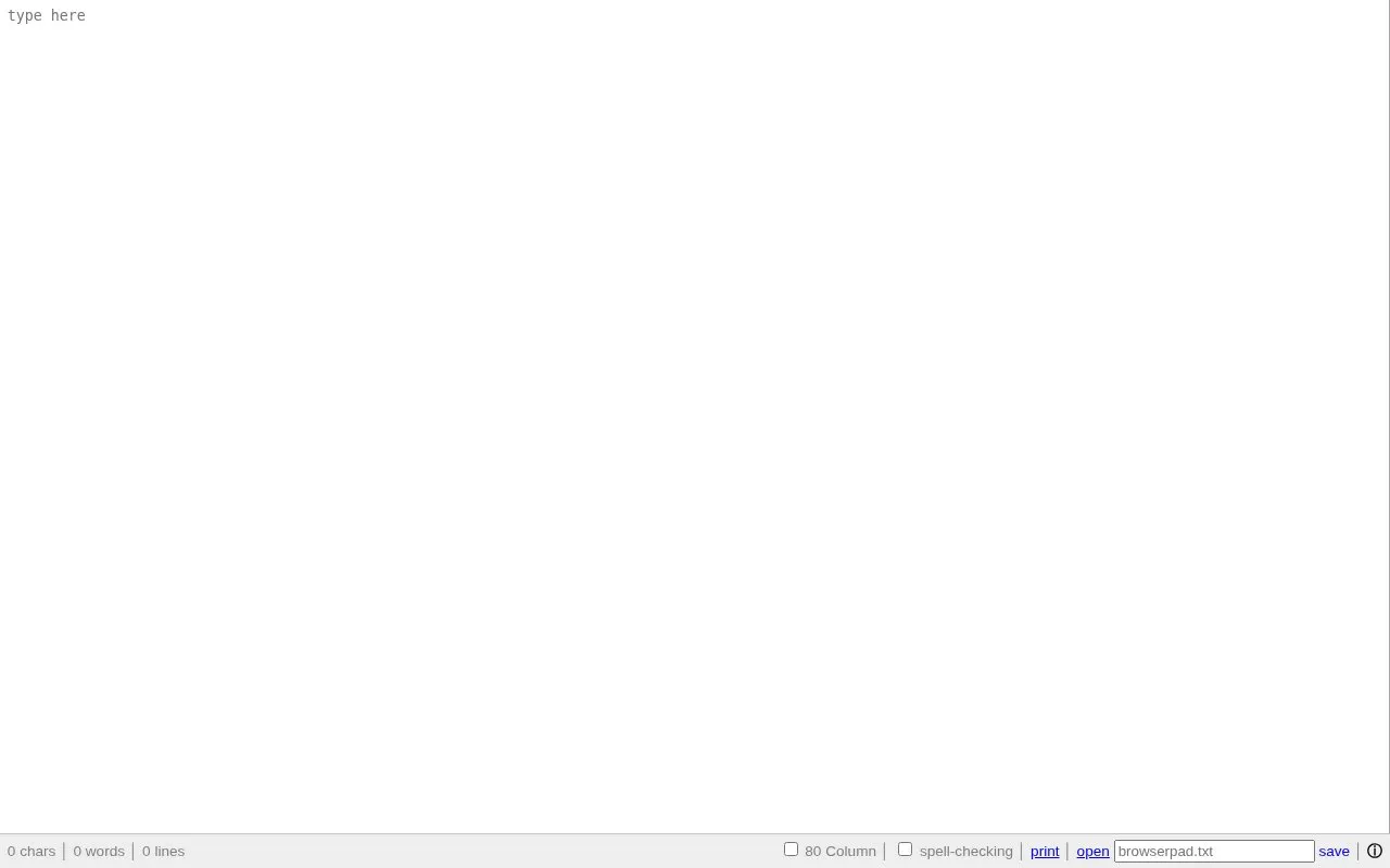 Browserpad homepage screenshot