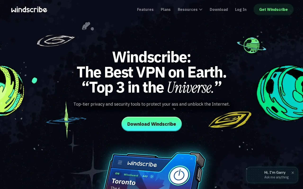 Windscribe homepage screenshot