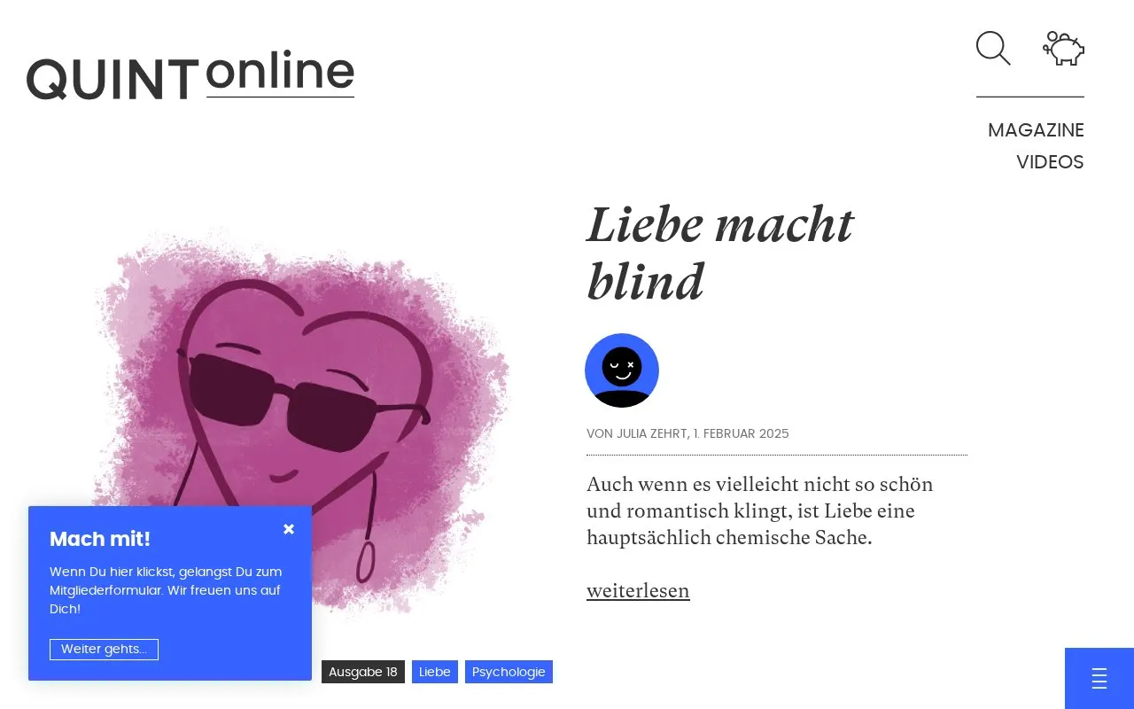 QUINT Magazin homepage screenshot