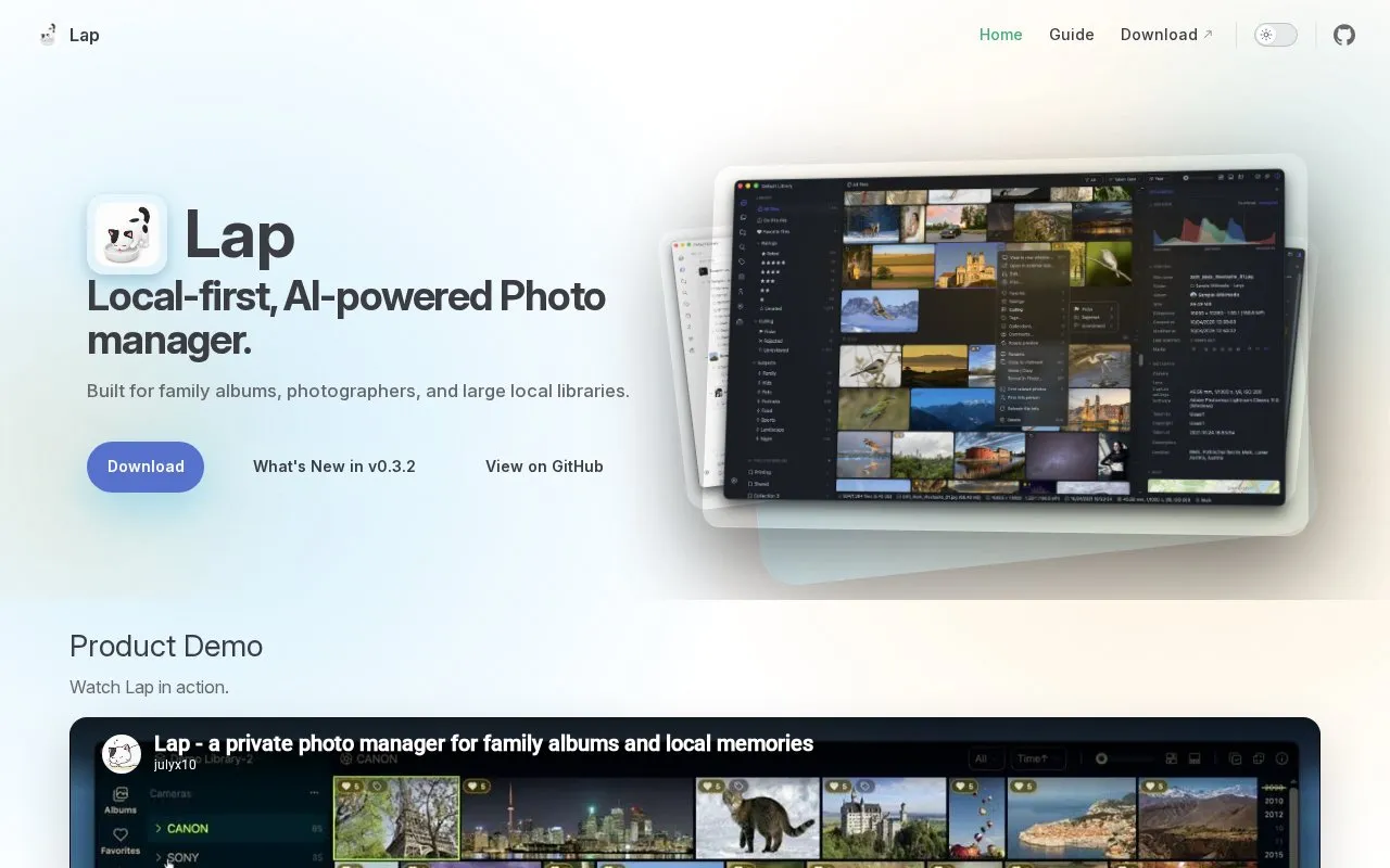 Lap homepage screenshot