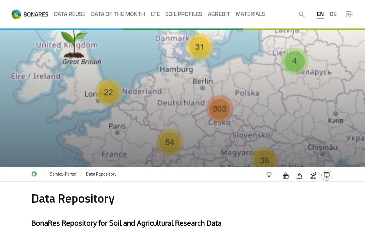 BonaRes Repository homepage screenshot