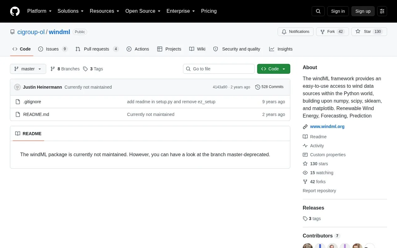 windML homepage screenshot