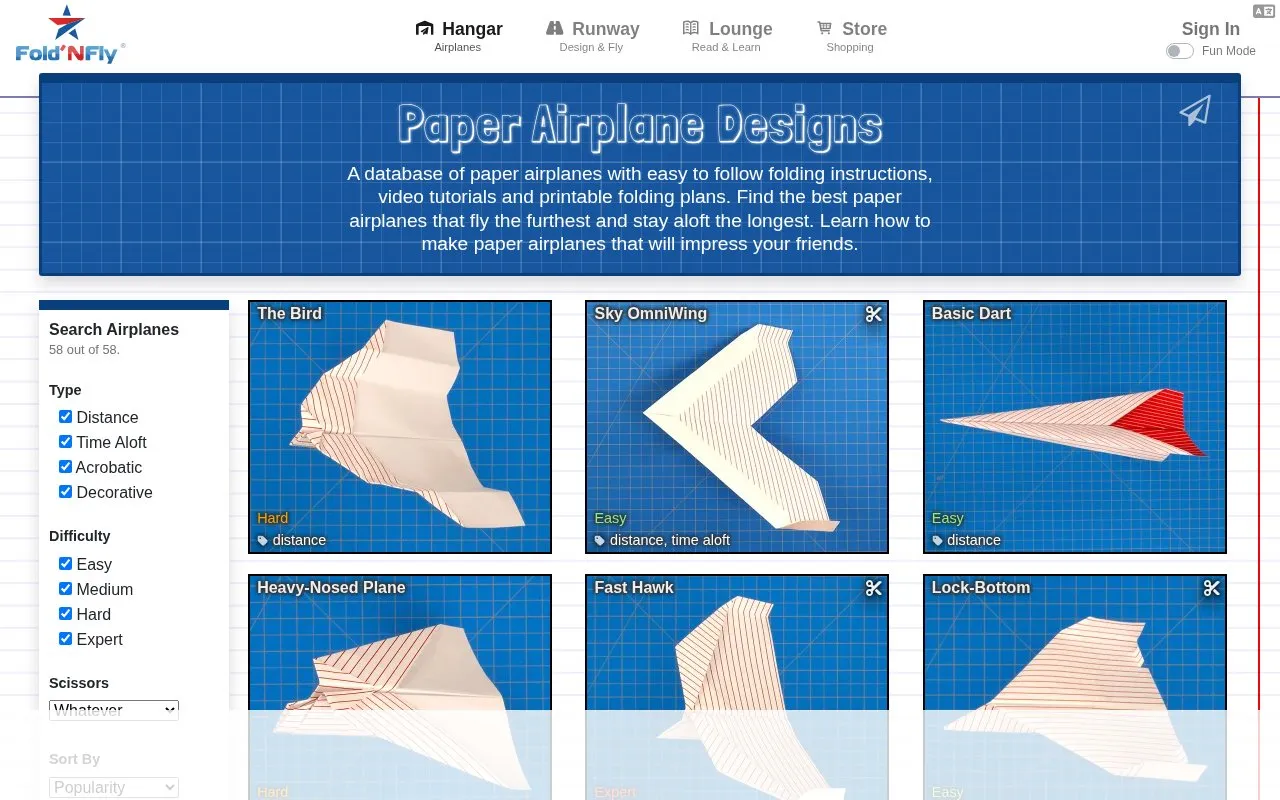 Fold N Fly homepage screenshot