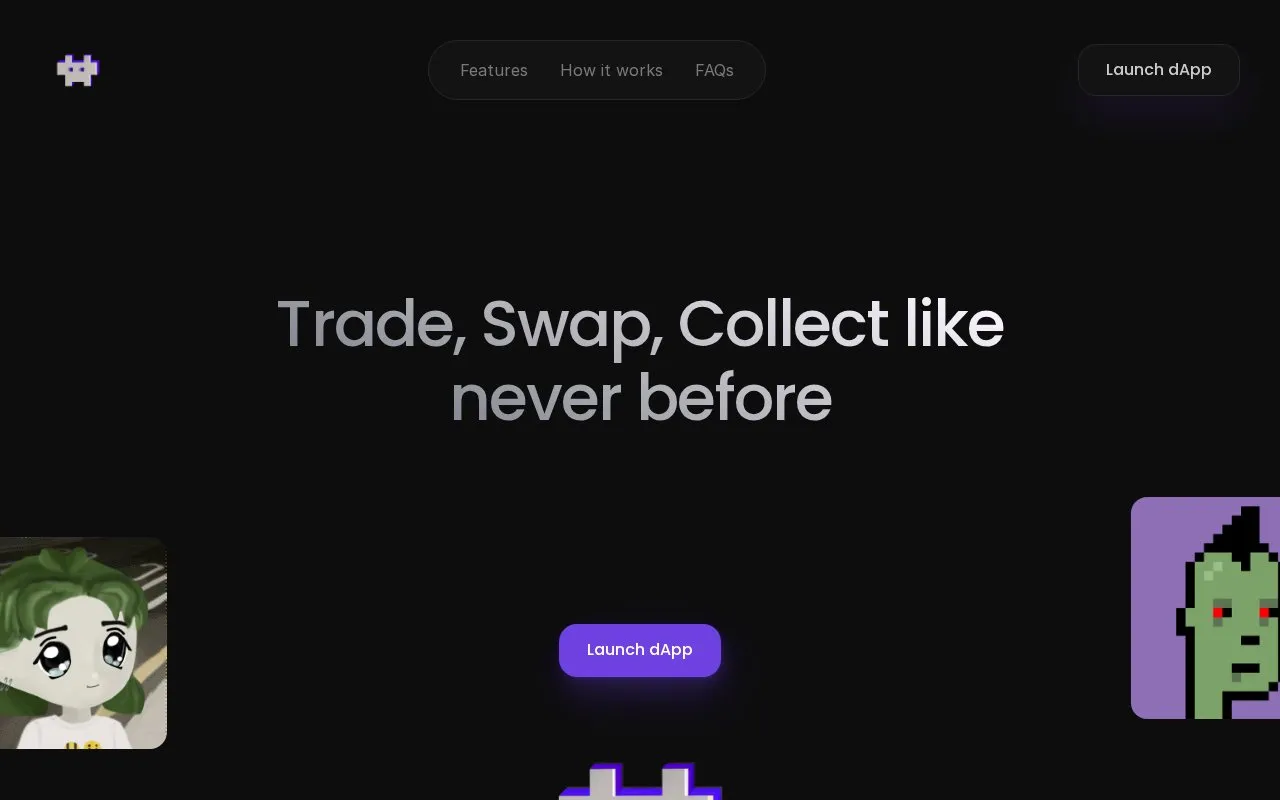 pxswap homepage screenshot