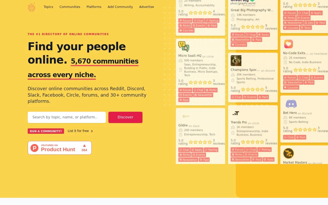 The Hive Index homepage screenshot