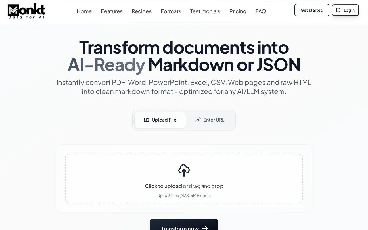 Monkt homepage screenshot