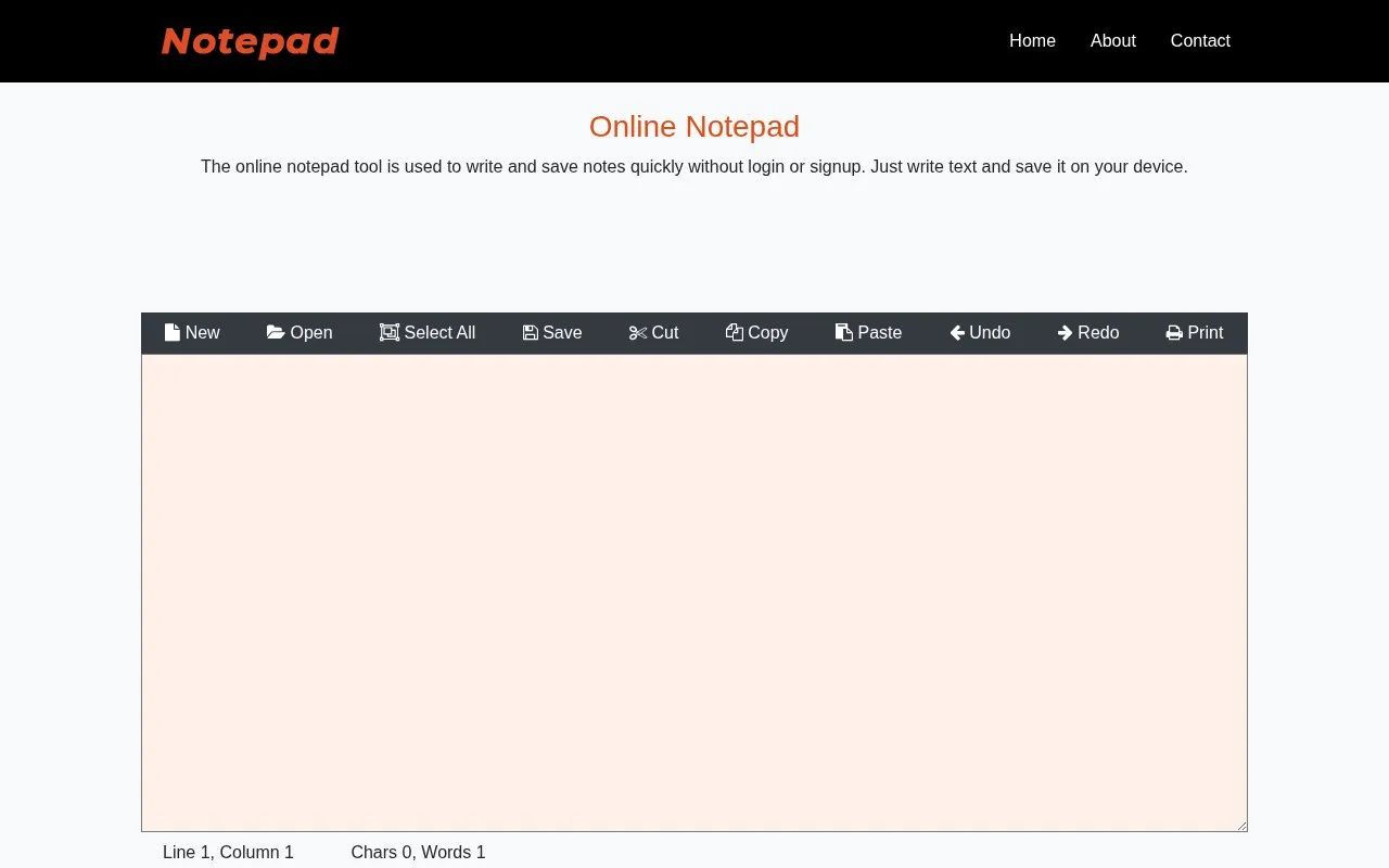 notepad-online.net homepage screenshot