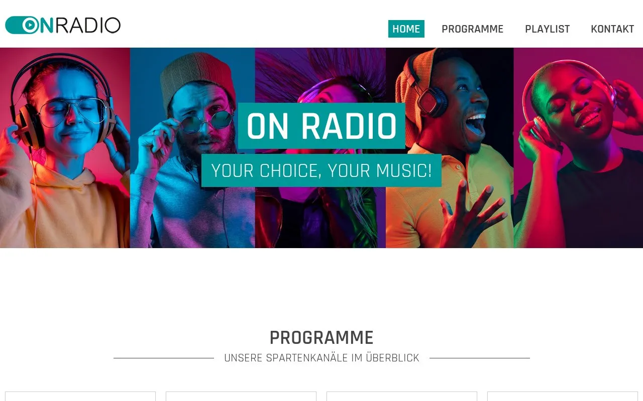 0nRadio homepage screenshot