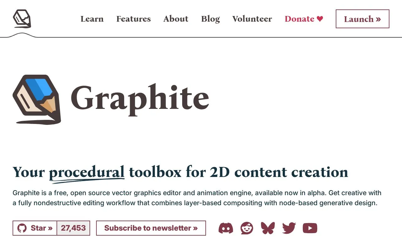 Graphite homepage screenshot