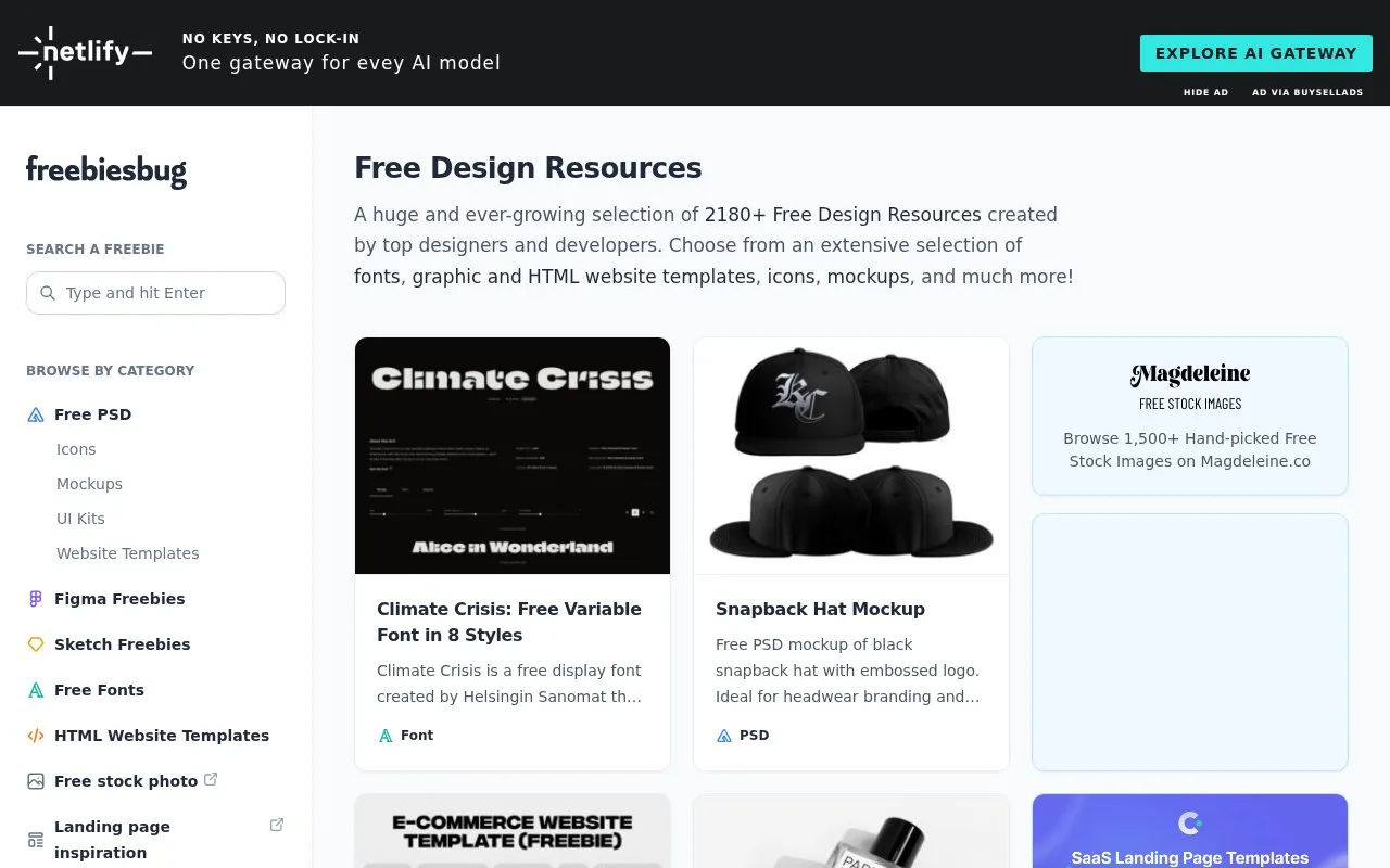 Freebiesbug homepage screenshot