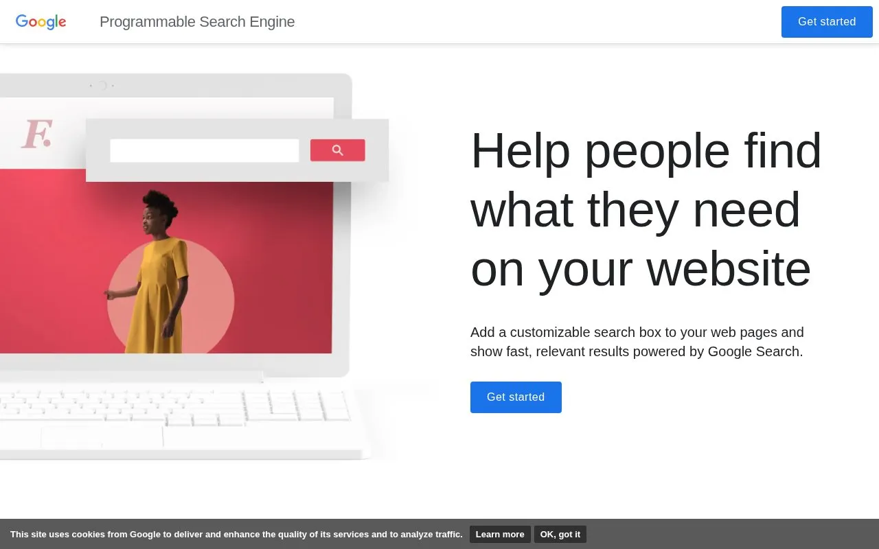 Google Programmable Search Engine homepage screenshot