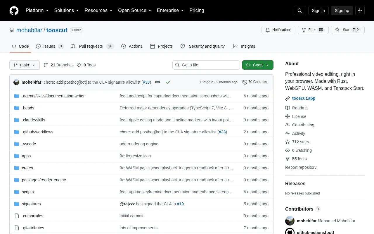 Tooscut homepage screenshot