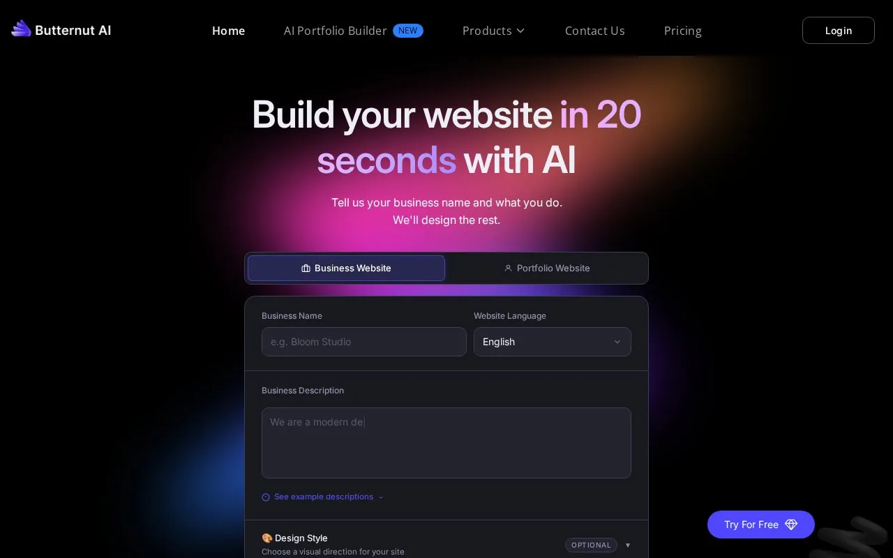Butternut AI homepage screenshot