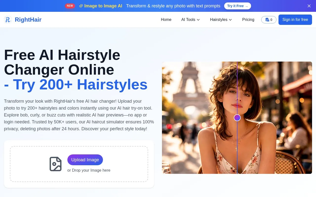RightHair homepage screenshot