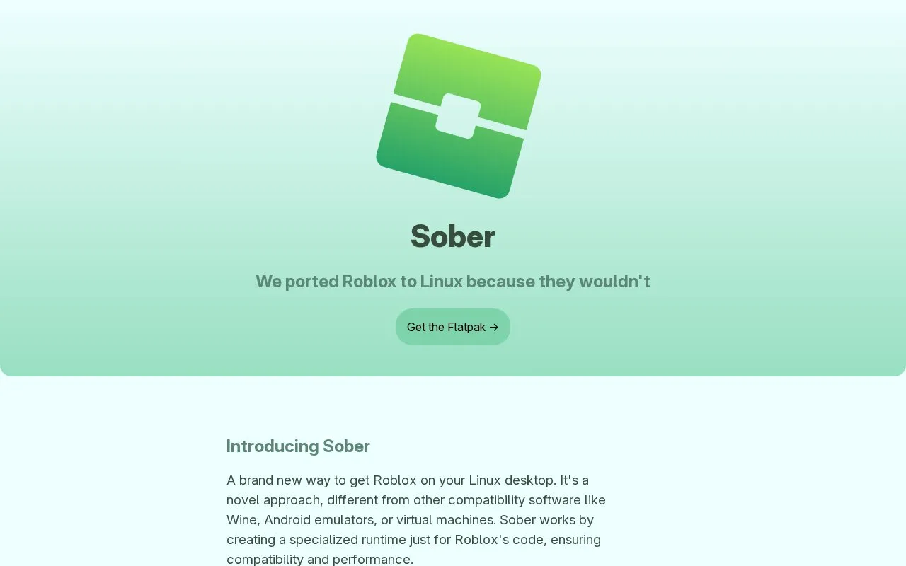 Sober homepage screenshot