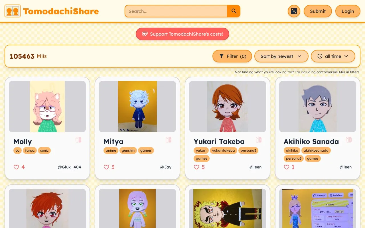TomodachiShare homepage screenshot
